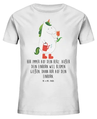 Produktbild von Mr. & Mrs. Panda Kleinkinder T-Shirt Einhorn Gärtner 9-11 Jahre (134/146) - Weiß - Geschenk, Freundin, Öko Kinder, Baumwoll, Kindershirt, Kurzarm, Luftballon, Unicorn