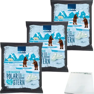 Produktbild von Edeka Eis Bonbons kühl und erfrischend 3er Pack (3X200g Packung) + usy Block
