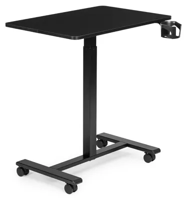Image de Bureau mobile réglable, 70x48 cm, table pour ordinateur portable, réglage de la hauteur de 71,5 à 112 cm, couleur noire, modèle ModernHome
