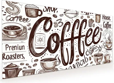 Produktbild von Küchenrückwand Spritzschutz Glas mit Motiv Kaffee Illustration 40 x 40 cm