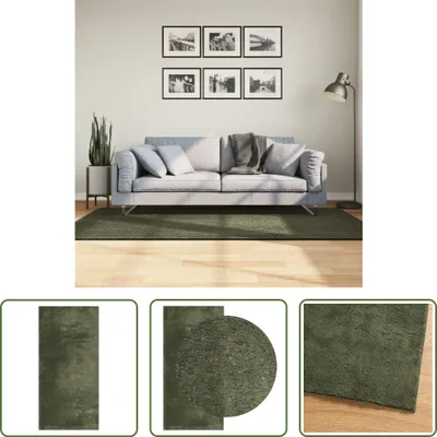 Produktbild von The Living Store Teppich HUARTE Kurzflor Weich und Waschbar Waldgrün 100x200 cm