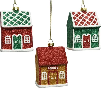 Productafbeelding van Decoratieve kerstboomhanger, huisvorm, 8,5 cm