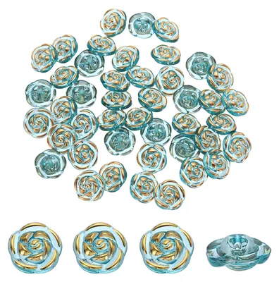 100 Acryl-Rosenknöpfe 12,5 mm pfauenblau gold