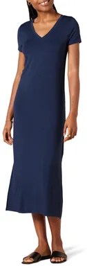 Immagine prodotto di A. Abbigliamento femminile: abito corto a maniche corte in jersey, con scollo a V. Taglie disponibili