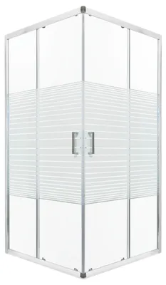 Produktbild von Kerra Madera Str 90x90 SOLO Duschkabine ohne Duschwanne, Chromprofile, 5mm ESG Sicherheitsglas, transparent mit weißen horizontalen Streifen