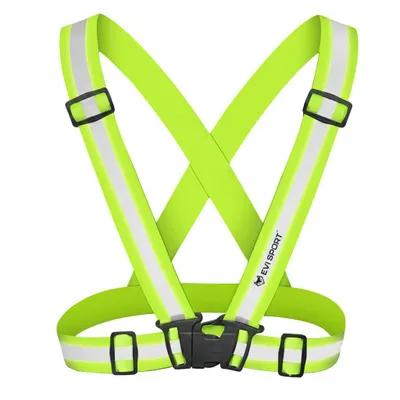 Produktbild von Reflektierende Weste Sicherheitsgeschirr verstellbar, Reflektor Hosenträger für Fahrrad Motorrad Laufen & Joggen, EVI SPORT ActiveStride Neongelb