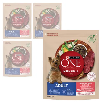 Zdjęcie produktu dla Purina One Mini Adult 4x800g Sucha Karma Dla Psów Małych Ras Z Wołowiną I Ryżem