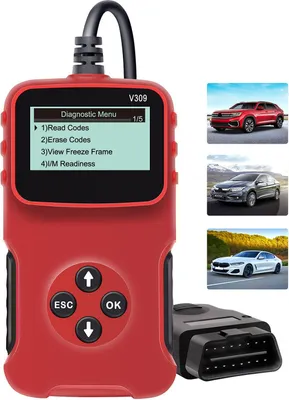 Image de V309 Car Fault Detector Elm327 Obd2 Diagnostic Tool Code Reading Card Red Black
