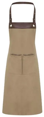 Image de Premier Workwear PR123 | Espresso Bib Apron - 86 cm de long et 72 cm de large - Couleur : Kaki (approx. Pantone 7503)/Brown (approx. Pantone 476) - Taille : One Size