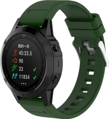 Produktbild von Strap-it Garmin Fenix 5/6 glänzendes Silikonarmband (Armeegrün)
