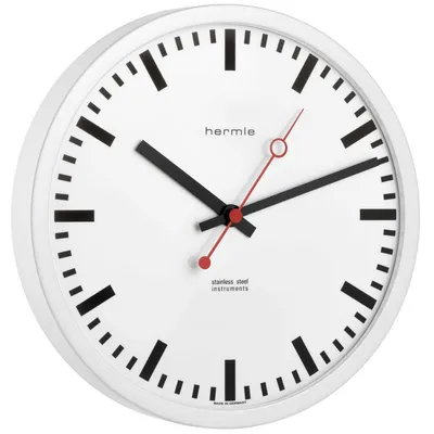 Produktbild von Hermle 30471-C52100 Bahnhofsuhr Grand Central rund weiß Zahlenbild Schwarze Balken, EAR