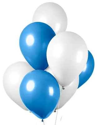 Produktbild von Luftballons 30 cm Durchmesser, blau weiß, biologisch abbaubar, für Luft & Helium geeignet