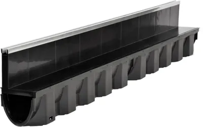 Produktbild von Schlitzrinne Entwässerungsrinne Abflussrinne Ablaufrinne aussen Terrassenrinne Alukante Bodenrinne B125 KG Rohr Hofablauf