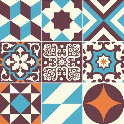 Obrázek produktu pro Samolepicí obkladové nálepky do kuchyně a koupelny – 9 cementových obkladových nálepek Azulejos Lopigna – 9 nálepek o rozměrech 20 x 20 cm
