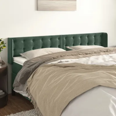 Produktbild von The Living Store Kopfteil mit Ohren Dunkelgrün 203x16x78/88 cm Samt
