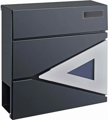 A modern mailbox with a newspaper compartment.