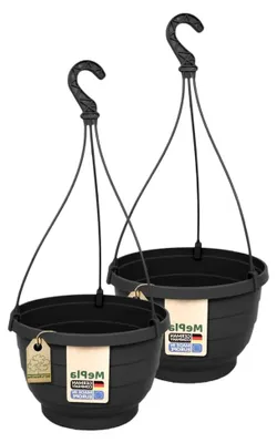 Produktbild von 2 Stück Ampel KOMET - wetterfestes Pflanzgefäß - UV-beständiger Blumenampel - Pflanztopf - ø30 cm - Anthrazit