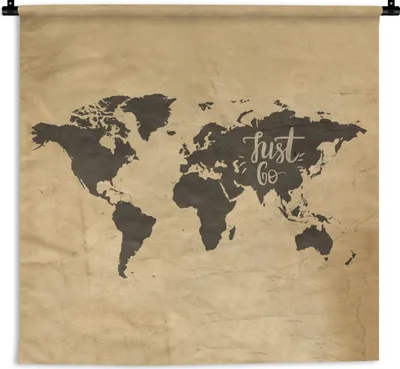 Produktbild von MuchoWow® Wandteppich Wandbehang Weltkarte - Reisen - Vintage 150x150 cm Tapisserie Dekoration Wandtuch - Wohnaccessoires - Modernes