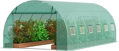 Image de Serre tunnel Serre 590x295x198 cm - châssis stable et accessible avec couverture PE ventilée - idéal pour le jardin et la culture de plantes