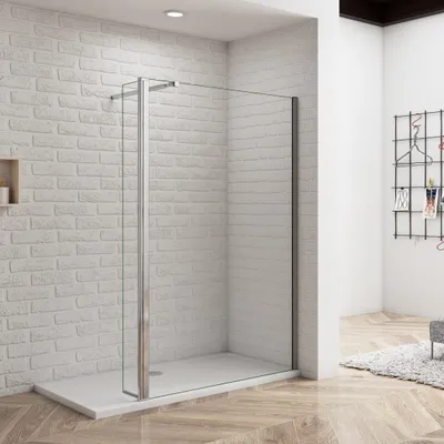 Produktbild von 60x200cm Walk in Duschwand+30x200cm Flipper Panel + 73-120cm Stabilisator 8mm NANO ESG Glas Duschwand