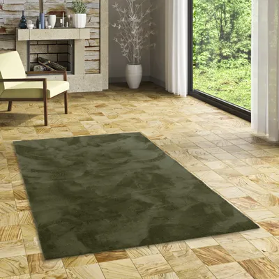 Produktbild von Luxus Super Soft Fellteppich Pearl Tannengrün, Größe:200x290 cm