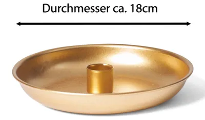 Produktbild von Novaliv 12x Stabkerzenhalter Deko Schale GOLD 18cm Tafelkerzen Weihnachtliche Tischdekoration Dekoschale Kerzenständer Adventskranz Kerzenpin candle holder scandic chic Kerzenteller Kerzenpick