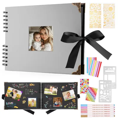 Imagen del producto de Omgoods: Álbum de fotos con 80 páginas y 6 bolígrafos metálicos para 160 fotografías