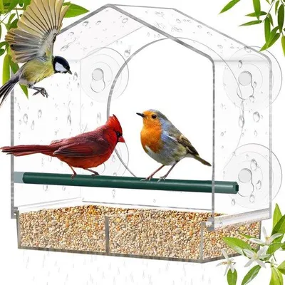 Produktbild von Vogelhuis für Fenster - großes Vogelfutterhaus - mit ausnehmbarer Futterkassette