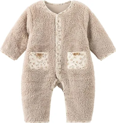Immagine prodotto di Tutina in cotone a maniche lunghe beige peluche 18-24 mesi