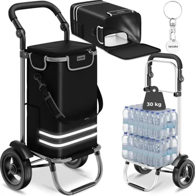 Produktbild von tectake Einkaufstrolley 3-in-1 klappbar mit Kühltasche Trolley Umhängetasche Sackkarre Aluminiumgestell Profilräder großer Stauraum, 51 Liter