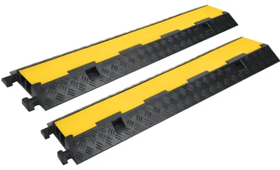 Produktbild von LARS360 2 Stück Gummi Kabelschutz Rampe Protector Kabelabdeckung Kabelkanal Brücke Rampe für Kabel -Schwarz-Gelb, 100 * 24 * 5 cm
