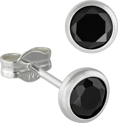 Image de SilberDream Boucles d'oreilles pour femmes Argent noir Zirconia Boucles d'oreilles 5mm SDO5535S