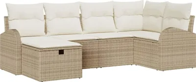 Immagine prodotto di Set Divano da Giardino con cuscino 6 pcs Beige Poly Rattan