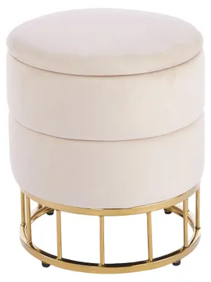 Obrázek produktu pro Taburet SINAN s úložným prostorem - béžový / zlatý