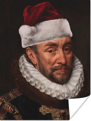 Produktbild von MuchoWow® Poster Wilhelm von Oranien - Adriaen Thomasz - Weihnachtsmütze 60x80 cm - Schlafzimmer Dekoration