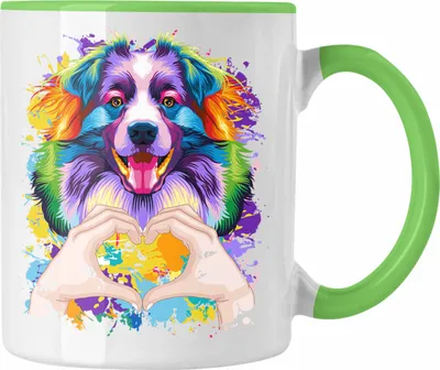 Produktbild von Trendation - Australian Shepherd Besitzer Farbe Love Tasse Geschenk Lustiger Spruch Geschenkidee Australian Shepherd Besitzerin (Grün)