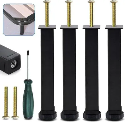 Produktbild von Famanu Möbelbeine höhenverstellbar 20-22 cm - Set von 4 - Schwarze Stahlmöbelbeine für Sofa, Bett, Nachttisch