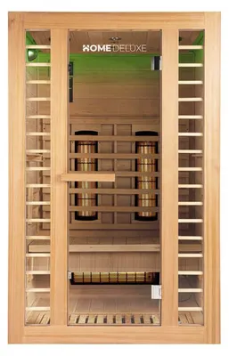 Produktbild von HOME DELUXE – Infrarotkabine REDSUN M DELUXE – 120 x 105 x 190 cm - für 2 Personen, 5 Vollspektrumstrahler, Holz: HemlocktanneI Infrarotsauna, Sauna, Wärmekabine, Infrarot