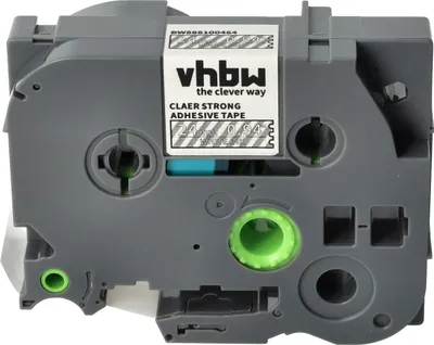 Produktbild von vhbw Schriftband-Kassette kompatibel mit Brother PT D600VP, E500, D800W Etiketten-Drucker 8m x 24mm Weiß auf Transparent, Extra Stark, Laminiert