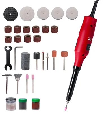 Produktbild von Rotationswerkzeug Set - Mini Geradschleifer - 130W - 10000 U/Min - 105-teiliges Zubehör - Bohren, Schleifen, Polieren, Gravieren - Netzbetrieben