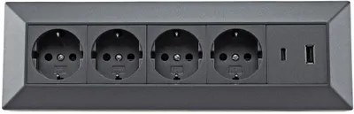 Obrázok produktu pre 4-cestný zásuvkový blok USB-A+C antracit 250V 16A povrchová montáž