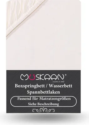 Produktbild von Premium Jersey Spannbettlaken 180x200 cm - 200x220 cm + 40 cm Boxspringbett mit Elasthan natur