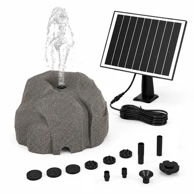 Produktbild von Solar Vogelbad Brunnen mit Pumpe, Gartenbrunnen in Granit Optik, solarbetriebene Vogeltränke mit Wasserspiel, Outdoor Dekoration für Garten Terrasse