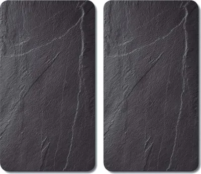 Zdjęcie produktu dla Deska do krojenia szklana - Leisteen - 52 x 30 x 0,8 cm - Czarna - Osłona przeciwrozpryskowa za płytą