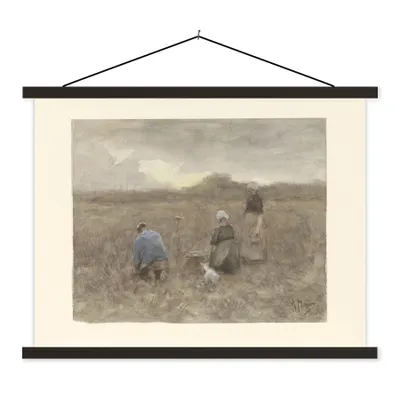 Produktbild von MuchoWow® Textilposter Kartoffelerntemaschinen - Gemälde von Anton Mauve 150x113 cm mit schwarzem Rahmen - Wohnzimmer