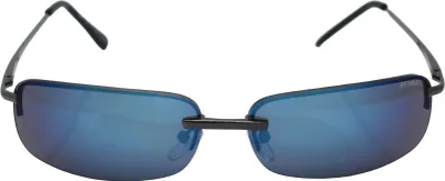 Produktbild von Sonnenbrille Schmal Blau Verspiegelt eckig Rechteckig Matrix Neo Design Edelstahl Brille Damen Herren Festivalbrille mit Federgelenke