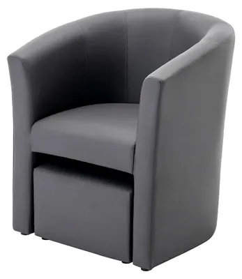 Produktbild von Lounge-Sessel und Hocker - Kunstleder - Grau