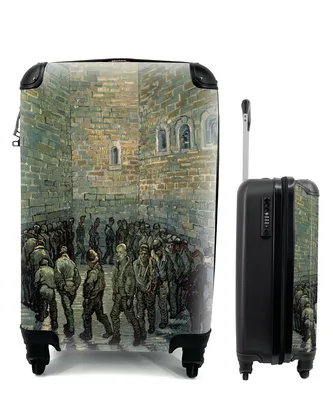 Produktbild von MuchoWow® Koffer Handgepäck Trolley Rollkoffer Kleine Reisekoffer mit 4 Rollen - Übung für Gefangene - Vincent van Gogh - Cabin Size < 55x40x23 cm & 55x40x20 cm - Fotokoffer - Kabinenkoffer - Boardgepäck - Reise-Box - Reisekoffer - Reisegepäck - Koffer mit Bild - Trolley für Kinder