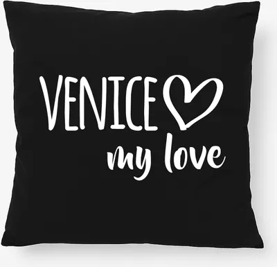 Produktbild von Huuraa Kissen Venice my love 40x40cm mit Füllung Black Baumwolle Dekokissen Geschenkidee