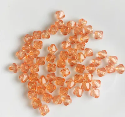 Image de Bicone double cône 100 pièces perles acryliques cristal perles en vrac avec trou , 4 mm 100 pièces, orange, orange clair